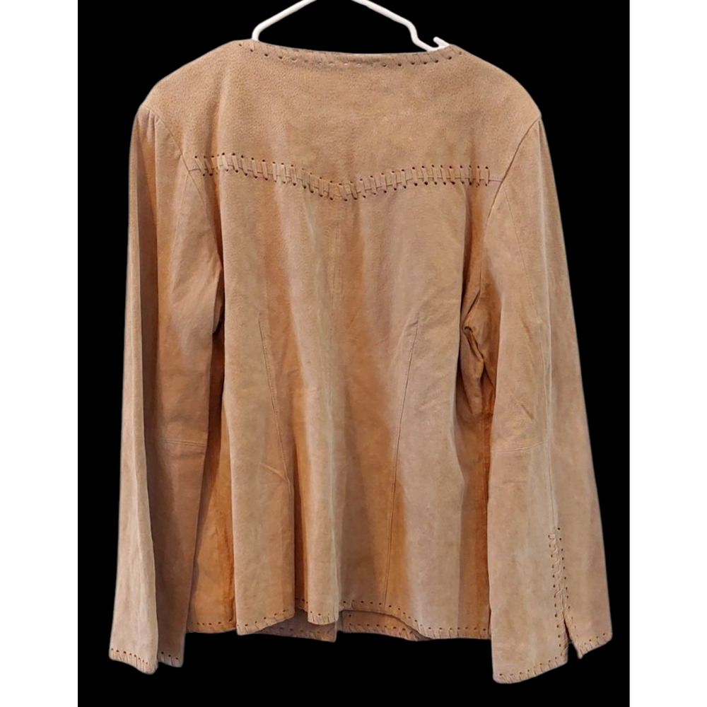 Faded Glory Vtg Large (12-14) Genuine Suede Leather Tie Front Jacket Tan‎ NWT - Picture 2 of 13